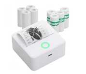 Mini imprimanta termica, bluetooth, 4 role hartie + 4 role autoadezive
