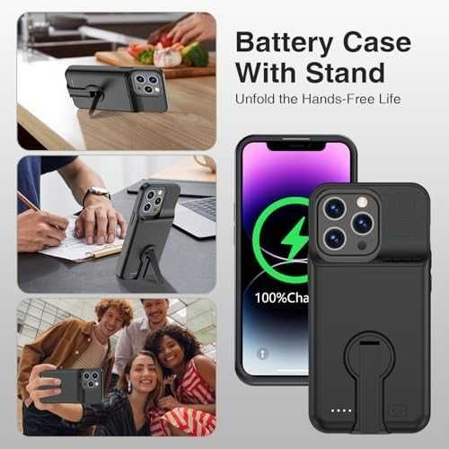 Нов 8000mAh Батерия кейс калъф със стойка за iPhone 14 Plus/13 Pro Max
