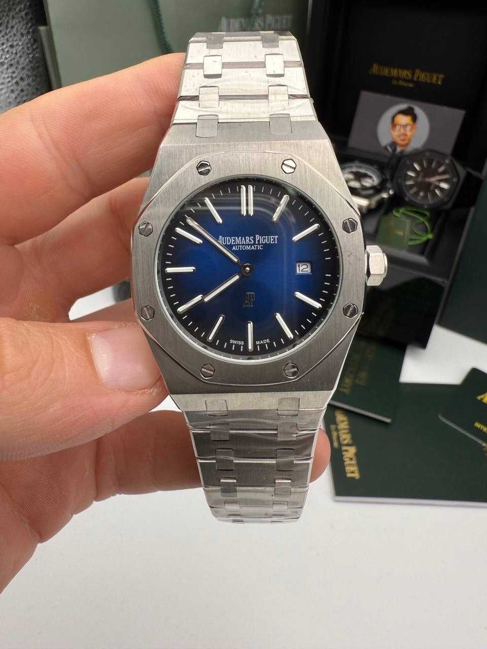 audemars piguet royal oak extra-thin сребристо-синьо