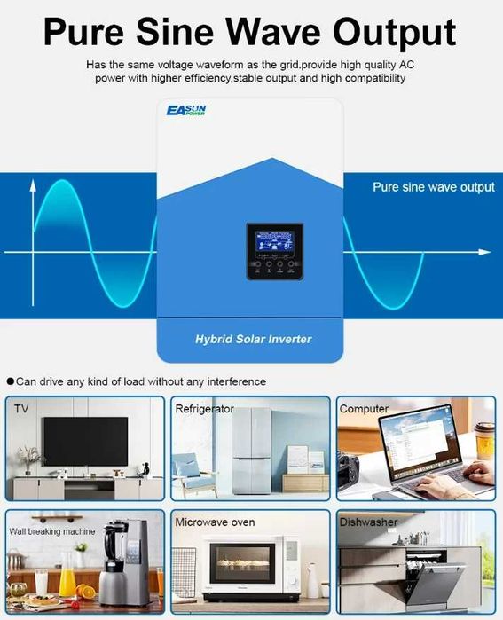 Invertor Easun SMH II 2.2KW 12V sinus pur hibrid MPPT 60A