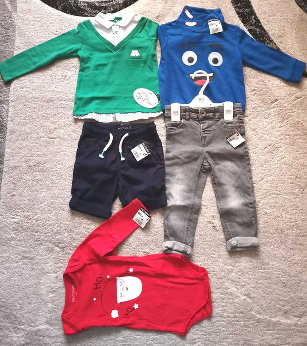 Lot de 5 buc de haine noi, 80 cm băieți, Inextensio