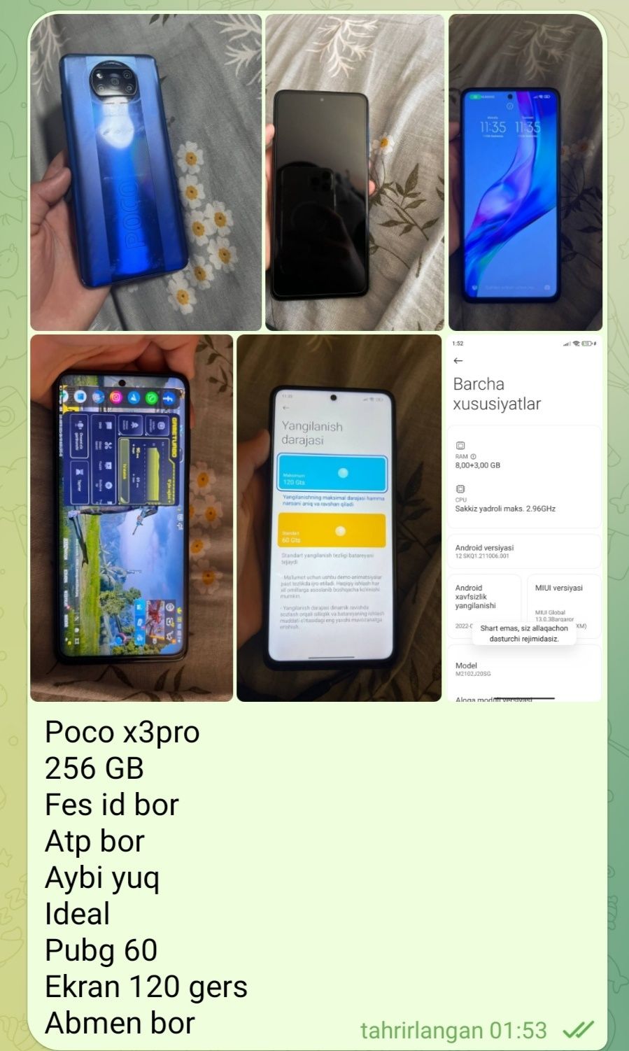 Poco x3pro ideal  256 gb