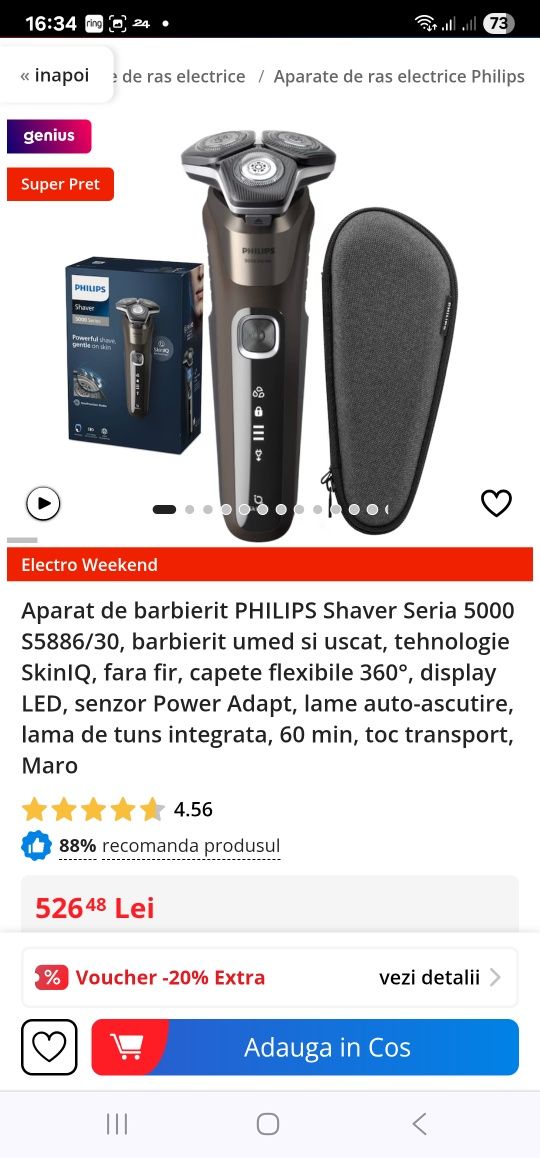 Aparat de barbierit PHILIPS Shaver Seria 5000 S5886/30, barbierit umed