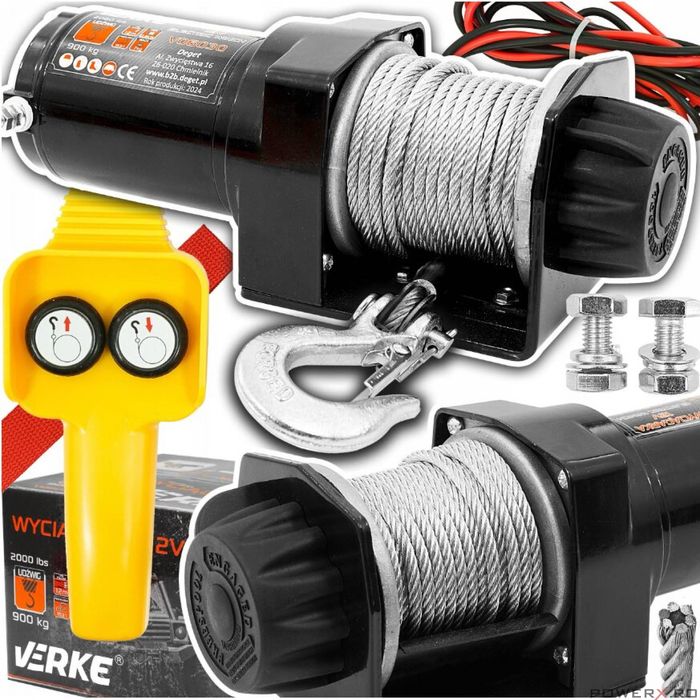 Troliu electric 12 V 110 A, tragere maxima 2000 lb, capacitate
