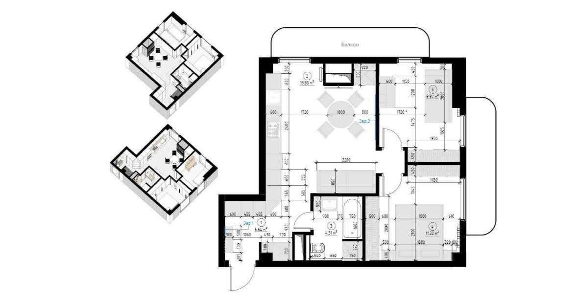 СРОЧНО продажа 2/9/11 ЖК Parkwood, 61м2