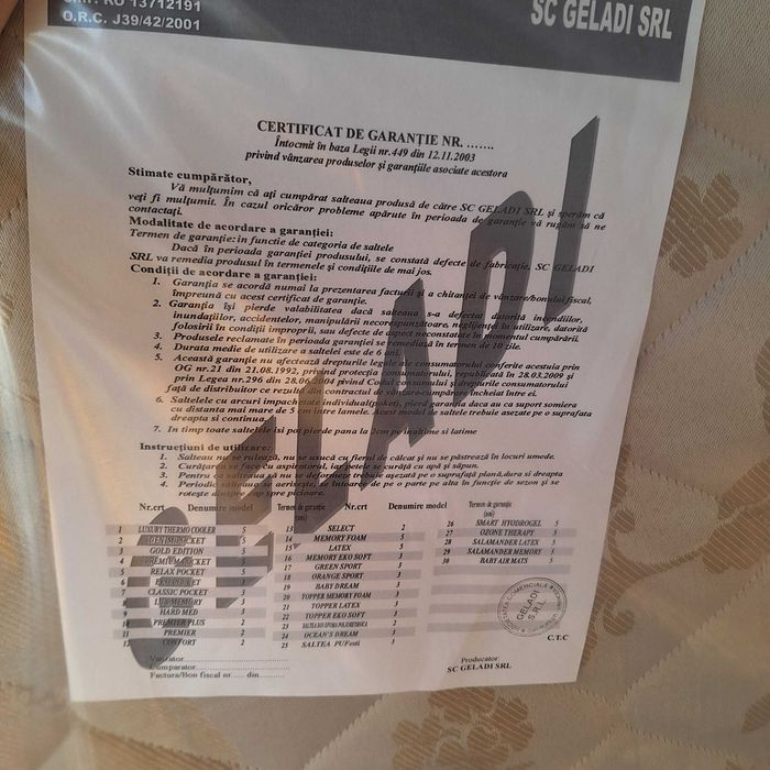 Saltea noua GIVOVA 140x200