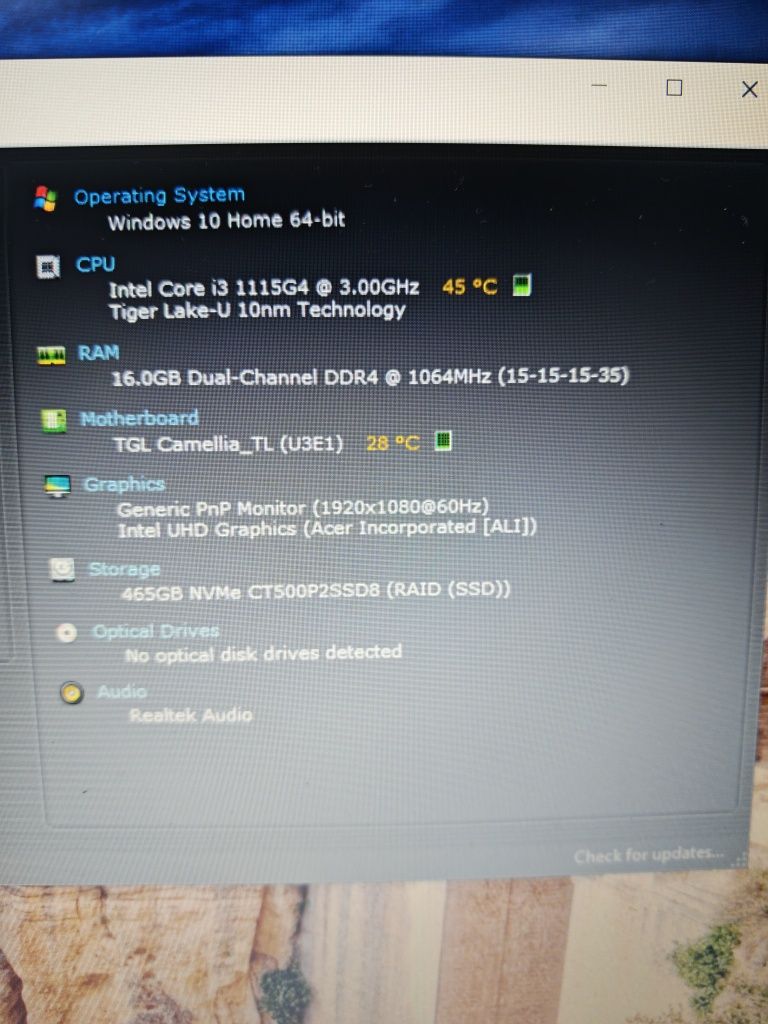 Laptop Acer i3 gen11, 16gb, 500gb