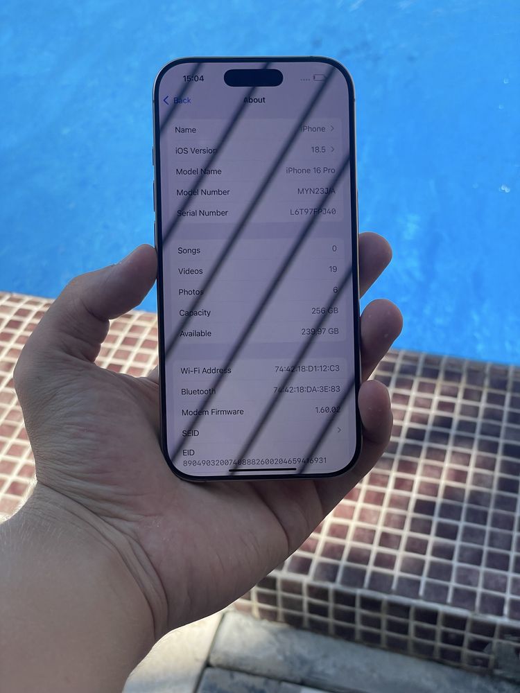 Iphone 16 pro 256gb simkartali