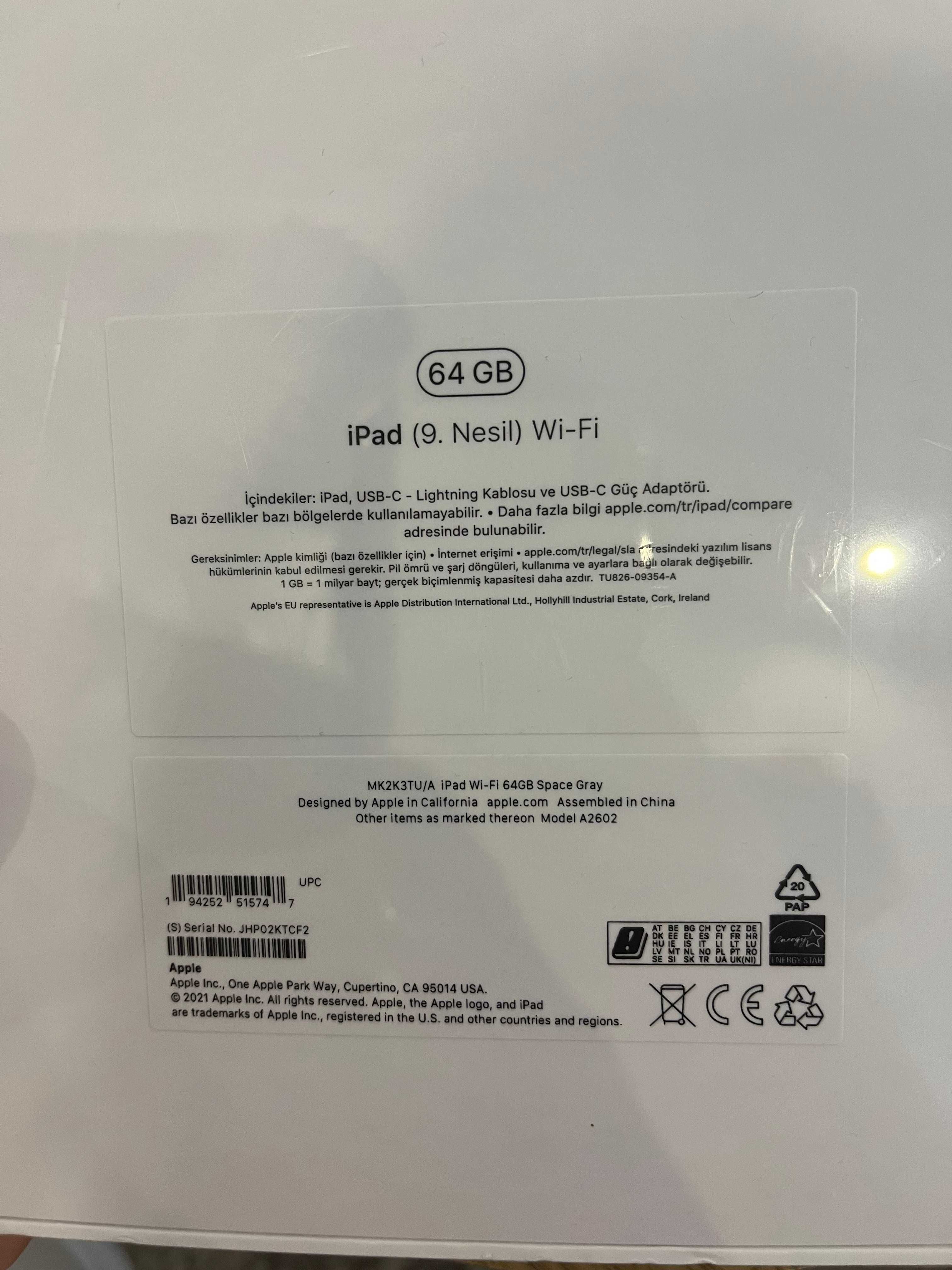 Apple iPad 9 (2021) Wi-Fi 10.2", 64GB, Space Grey