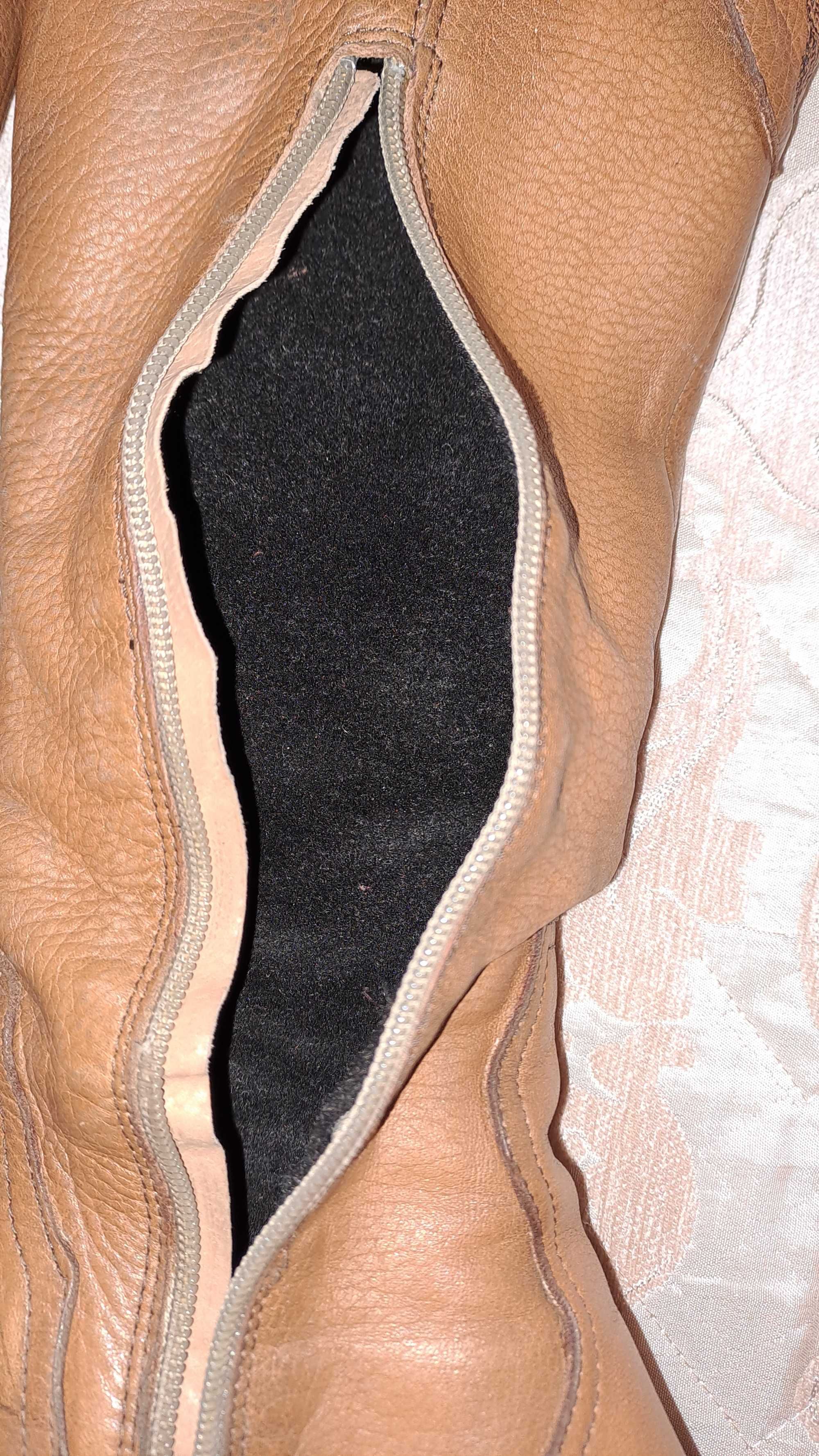 Дамски ботуши естествена кожа 38 номер цвят Камел