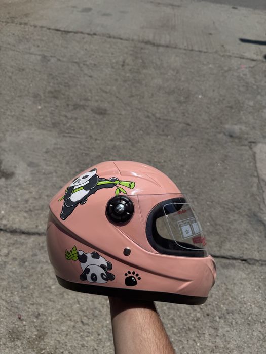 Cască moto “Hello Panda” – Siguranță + Design Super Drăguț!