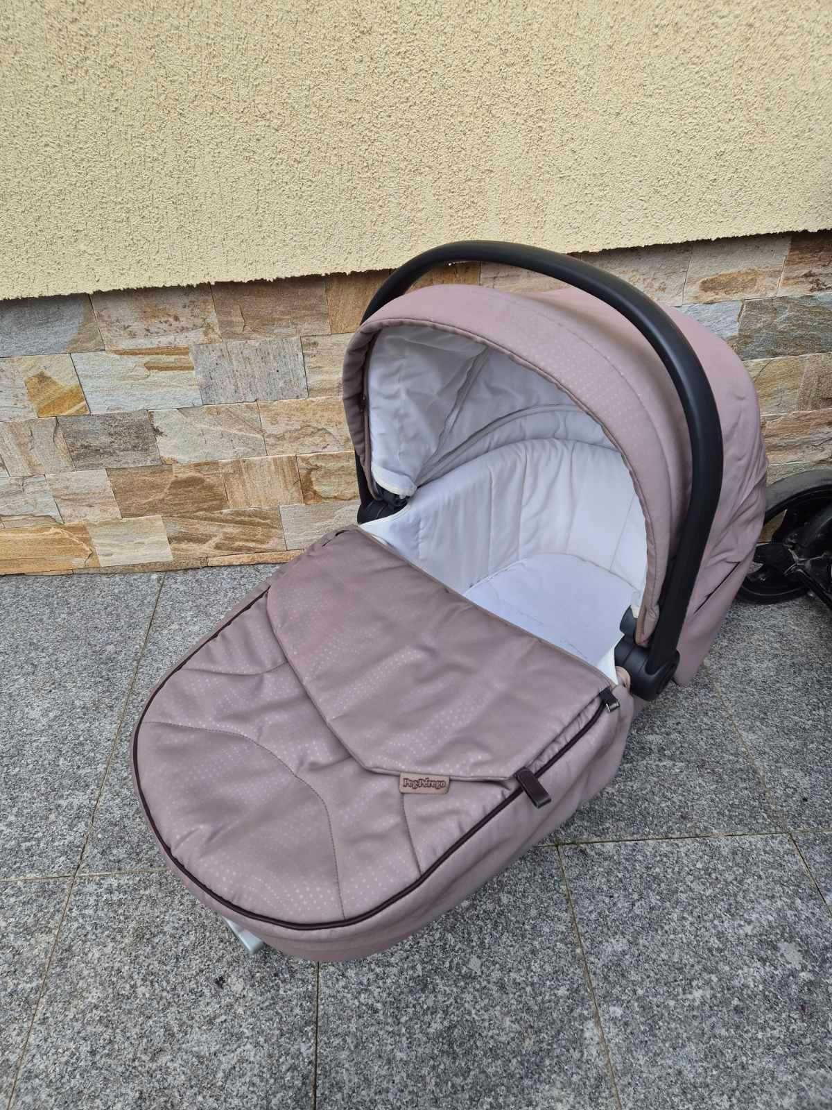 Детска количка Peg Perego комплект + колани за кола (кош новородено)