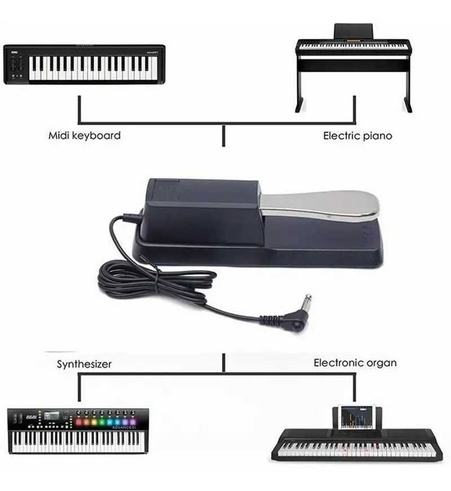 Pedale clape universala, Metal/ABS, Negru/Argintiu, 23.2x7.5x6.2 cm