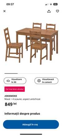 Masa + 4 scaune IKEA Jokkmokk (stare foarte buna)