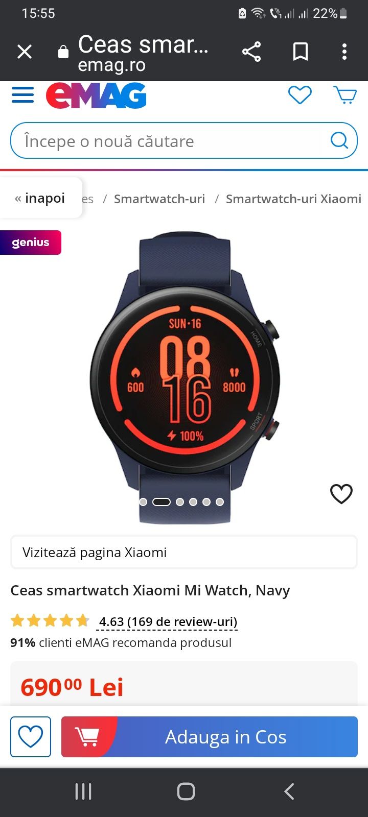 Ceas Xiaomi Mi Watch, Navy Blue