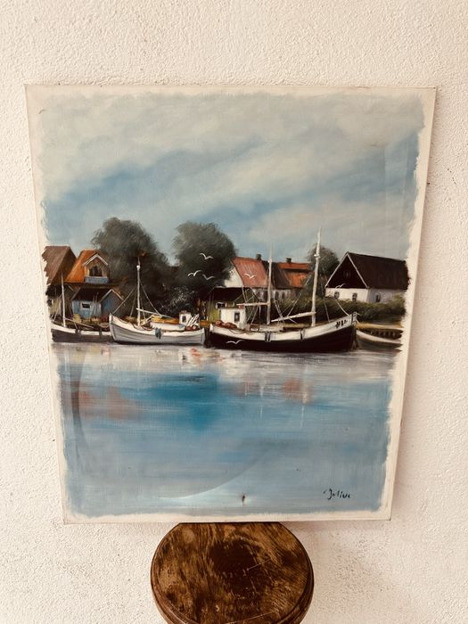 Маслена картина „Пристанище“ – подписана от CARL Julius