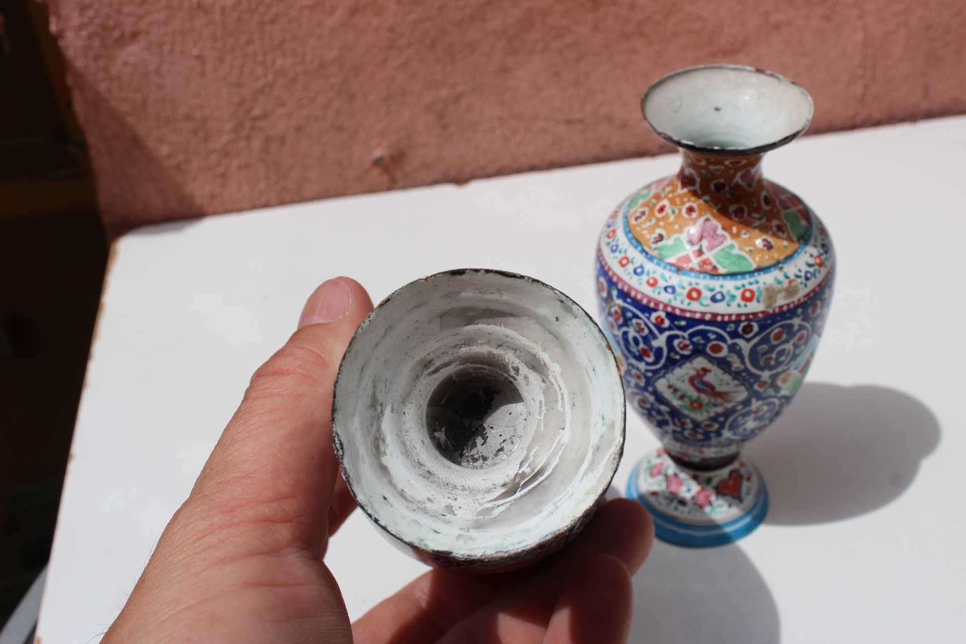 Set 2 vase flori cupru emailat de colectie PERSIA