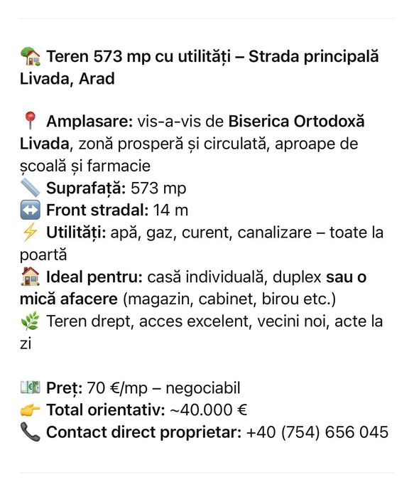 Teren intravilan /--LIVADA--\
