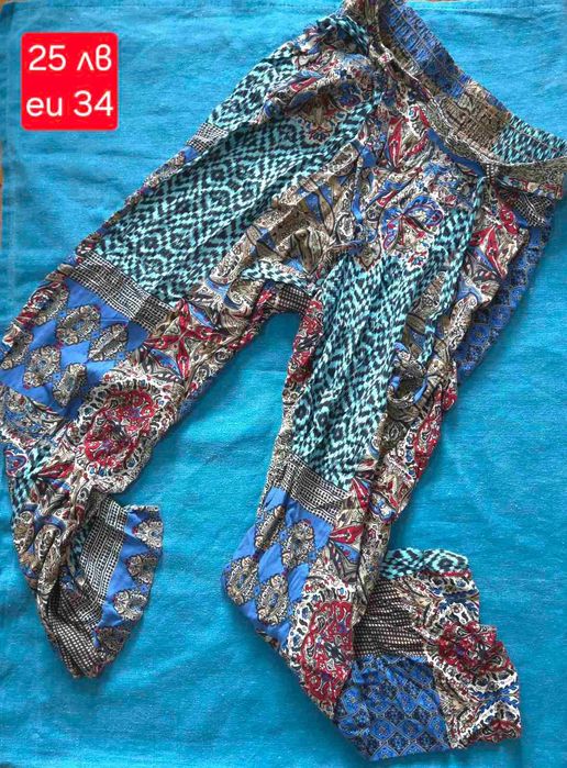 Дамски летен панталон - шарен, бохо стил