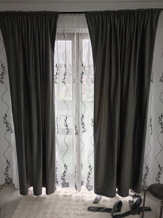 Perdea din in + draperii catifea