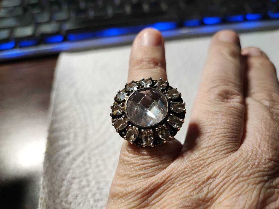 Inel vintage argint cu cristale de stanca