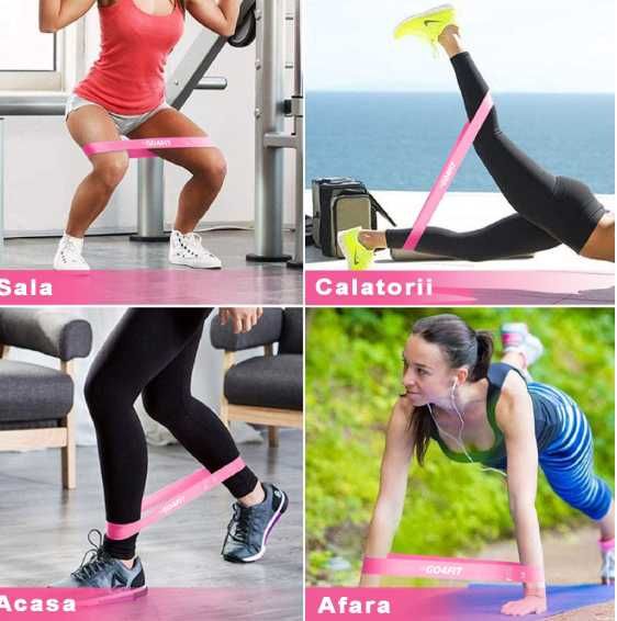 Set fitness (minge 65 cm, roata abdominala, benzi elastice)