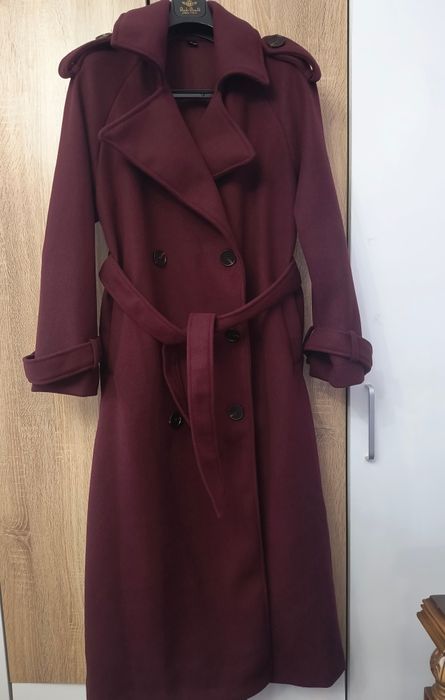 Ново палто дълго бордо