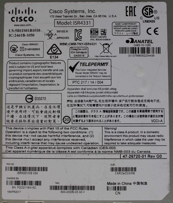 Cisco ISR 4300 router