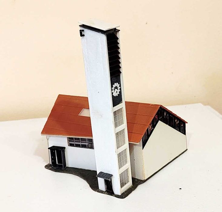 macheta cladiri diorama H0 1:87, turn CFR, .biserica