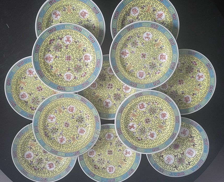 Serviciu 12 Farfurii Desert-aperitiv Chinezesti,Vintage,Portelan China