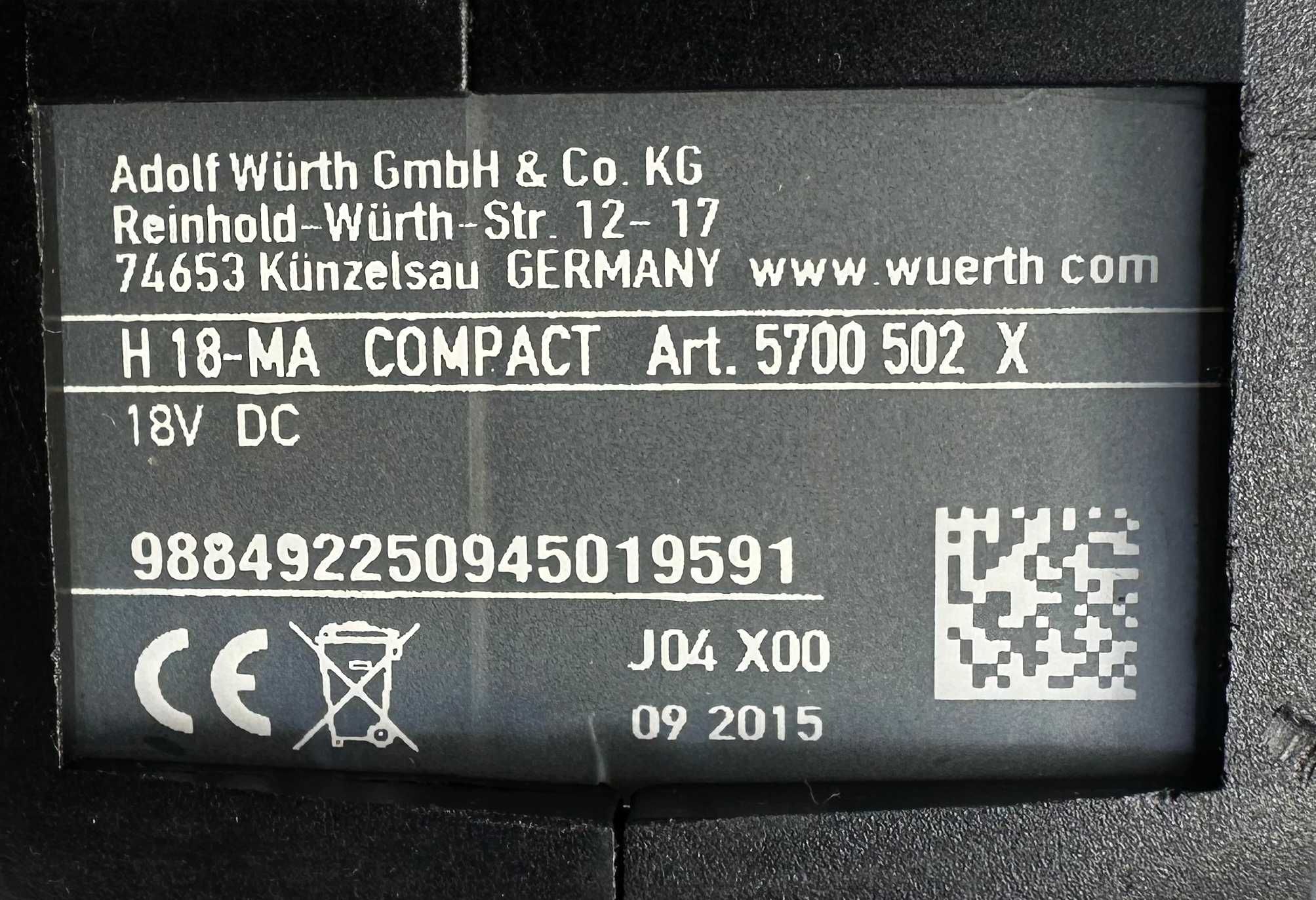 Wurth H 18-MA Compact - Безчетков перфоратор 2x18V 4.0Ah