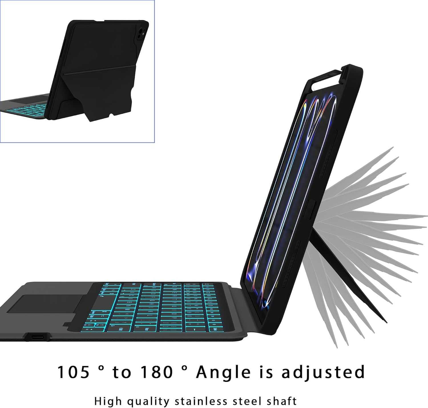 ROOFEI Калъф с клавиатура за iPad Pro 11-инчов (M4,2024,A2836,A2837)