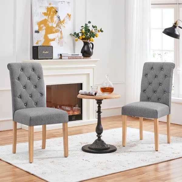 Set 2 scaune cu spatar, tapitate, lemn masiv 125kg|R 592493 DarkGray2