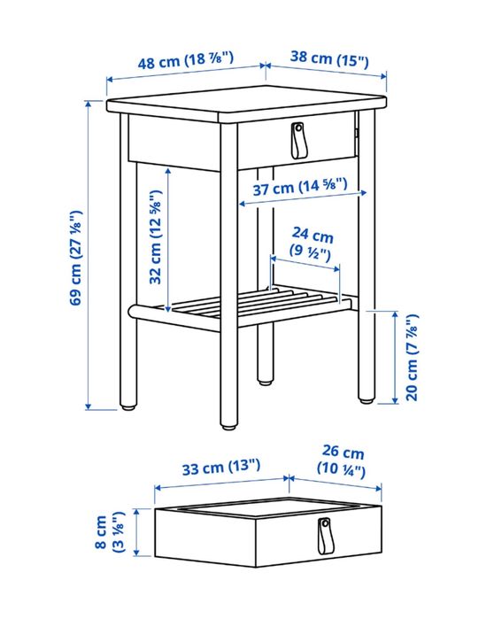 Set doua noptiere lemn mesteacan IKEA