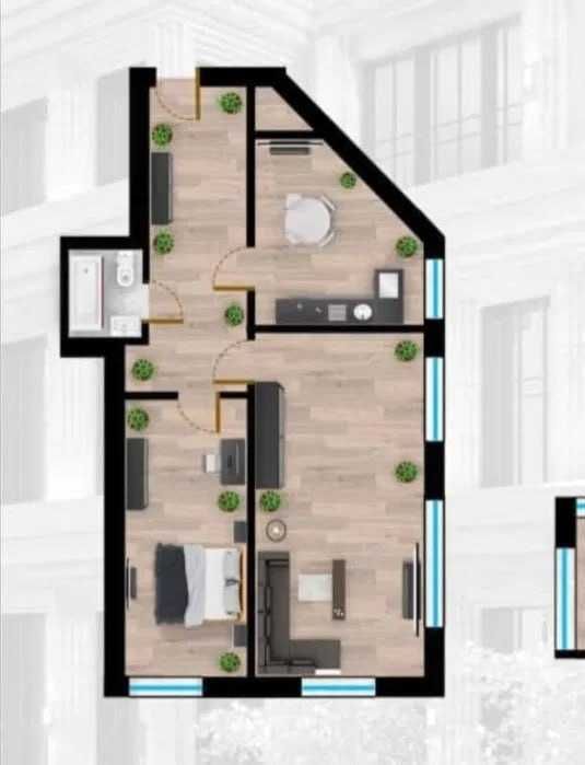 Sayram Tower новостройка, 2 комнатная квартира 67м2 коробка
