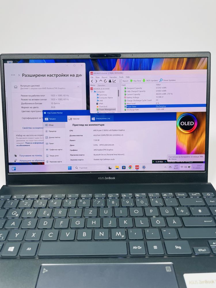ASUS ZenBook 13 OLED/Ryzen 5 5600U 16MB/512GB NVMe/8GB LPDDR4X