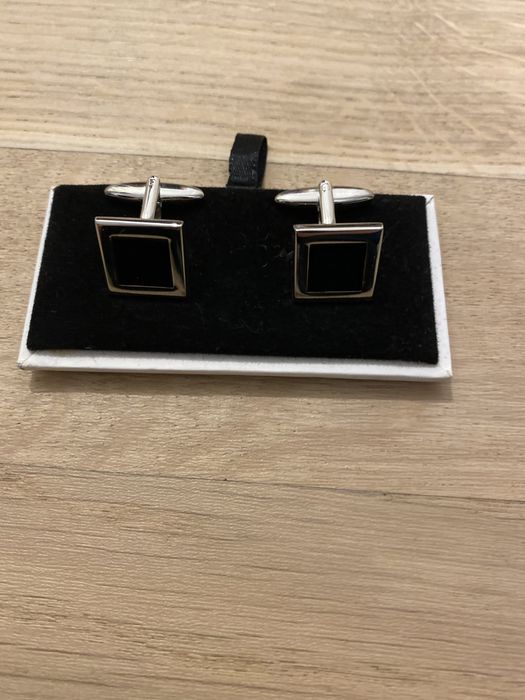 Butoni argintiu cu negru ox gemelos