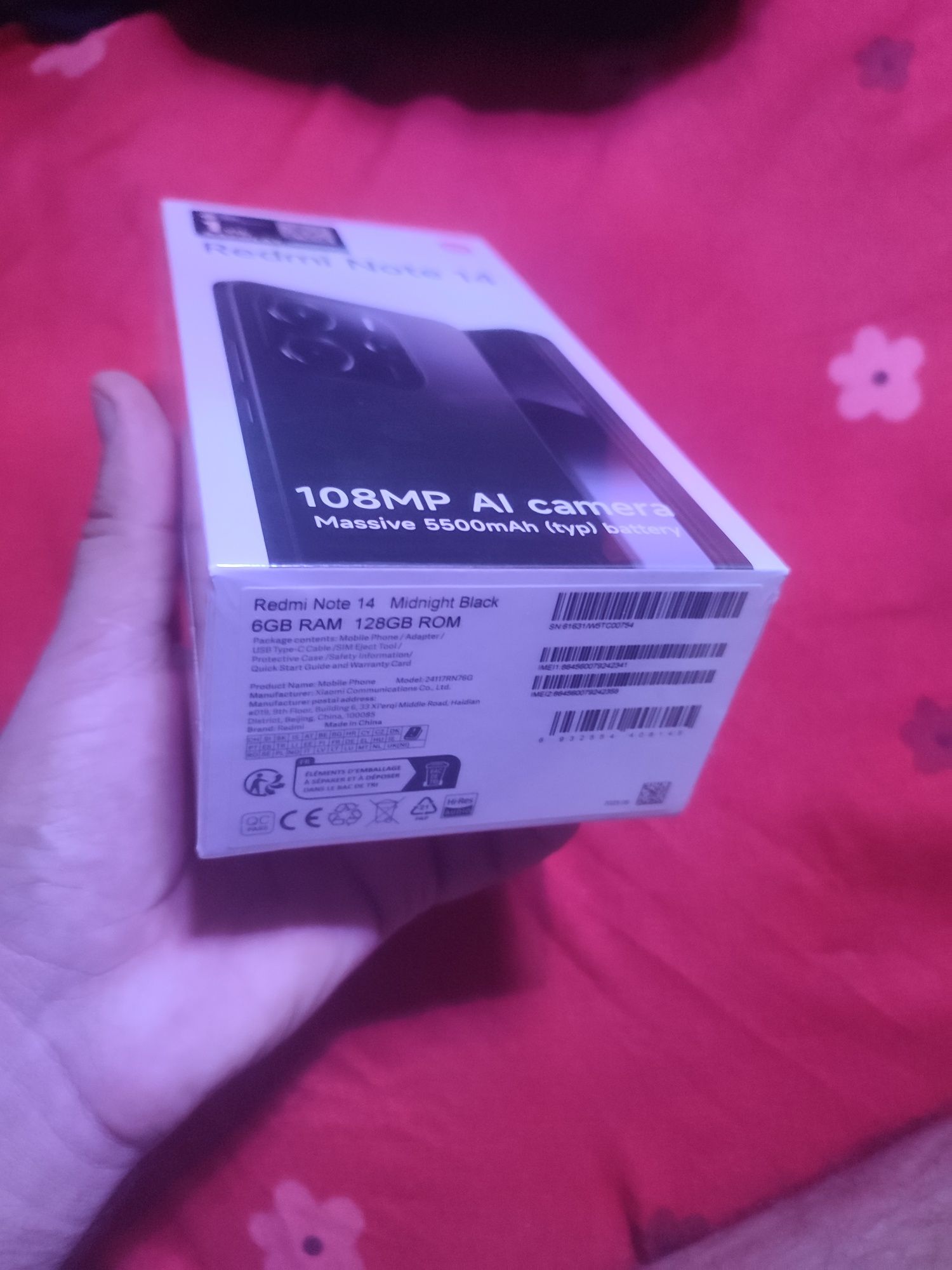 Redmi not 14 yangi karobka dakument