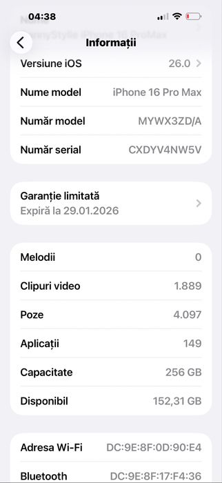 Vand iPhone 16 Pro Max 256 GB Desert Titanium