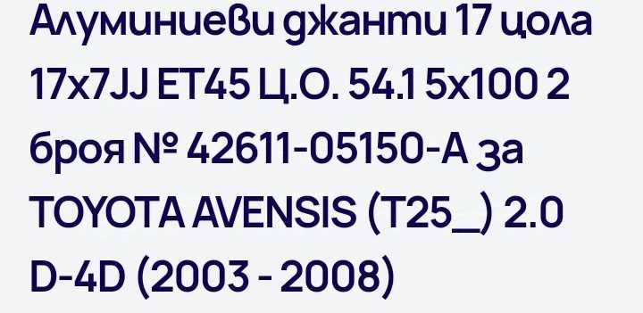 Алуминиеви джанти 17 цола