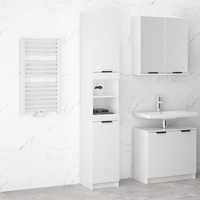 vidaXL Шкаф за баня, бял гланц, 32x34x188,5 см, инженерно дърво 811328