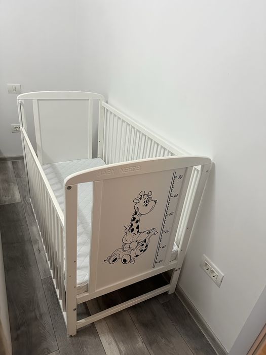 Patut lemn 120x60 cm cu laterala culisanta, alb