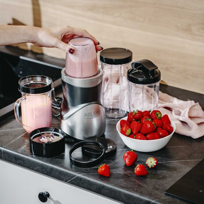 Blender smoothie 4 recipiente, Adler AD 4084, 1200 W, funcție Pulse