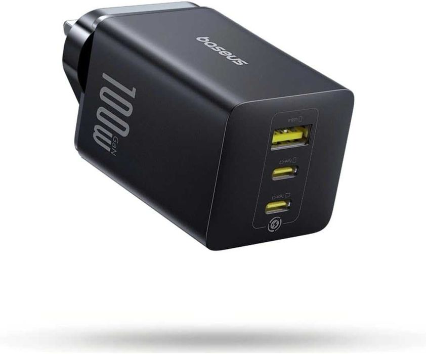 Зарядно Baseus 100W с три порта, 2 USB C, 1 USB A, компактно PPS