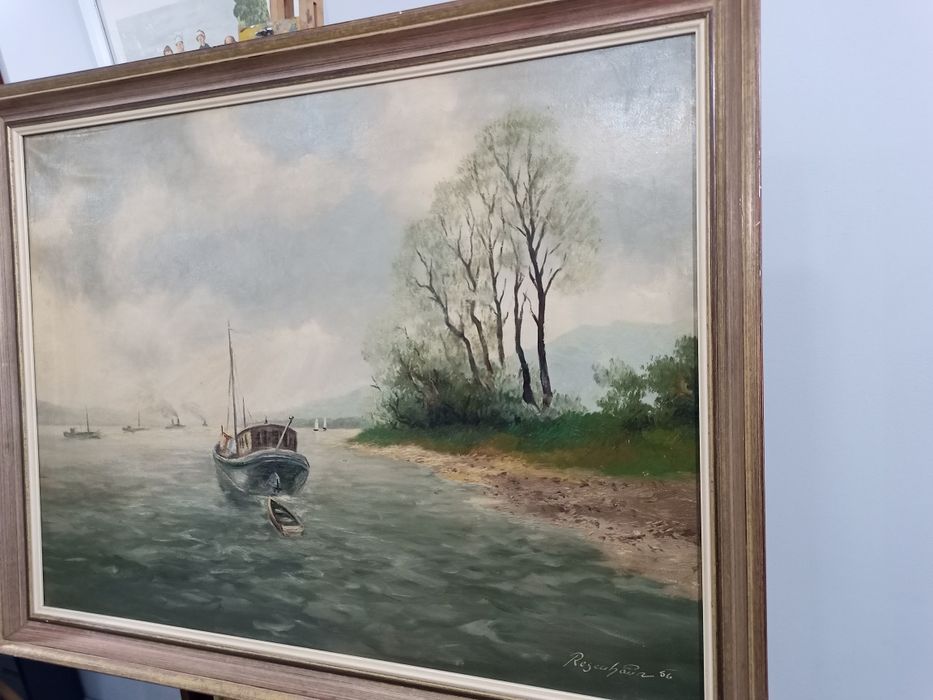 Маслена Картина "Пейзаж с Лодка" – Regeuhär '86