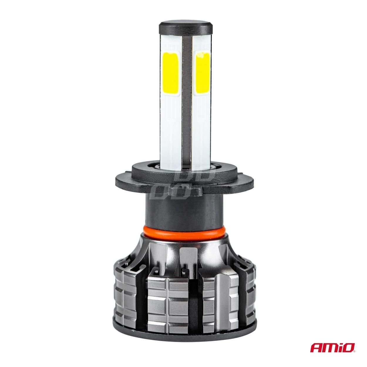 Led крушки за кола 2броя cob h7 серия 6500k amio-02844