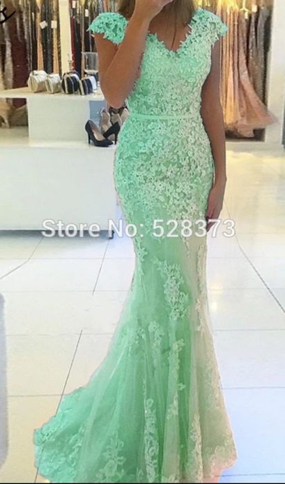 Rochie lunga nasa/ocazie tip sirena cu dantela