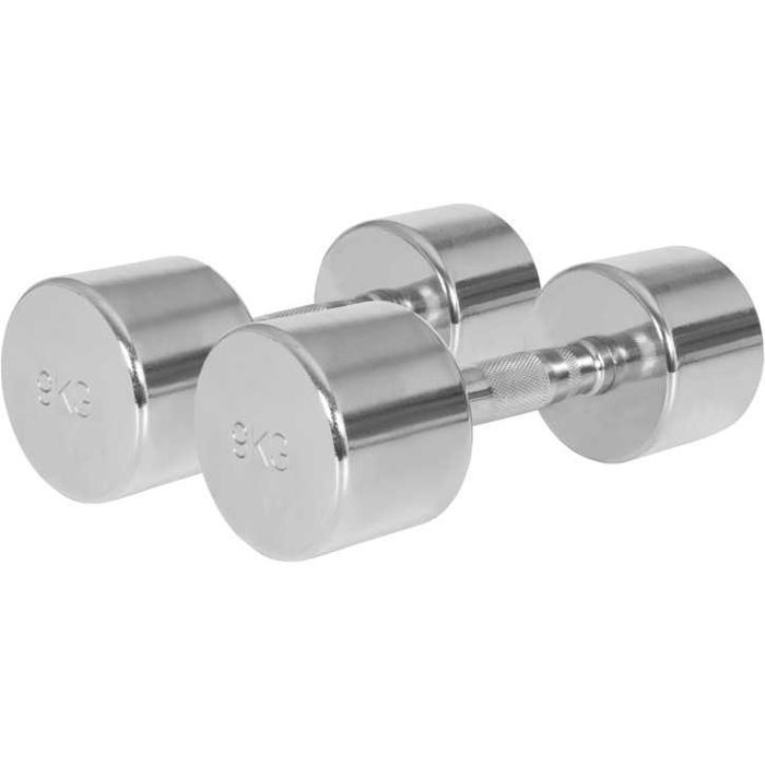 Set de 2 Gantere cromate cu greutate fixa 18 KG - 2 x 9 KG