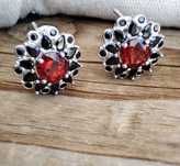 925 Cercei Argint Cu Granat Si Spinel