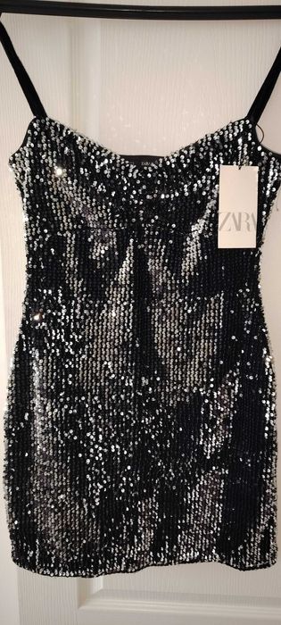 Нова рокля Zara плюш и пайети